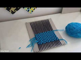 Weaving Herringbone on a Cardboard Loom
