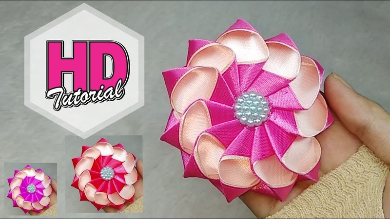 DIY Bros Tutorial Simple Kanzashi Flower, , Satin Ribbon Flower, , HD