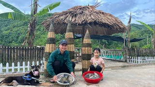 Uncle Dong and Ngoc Han caught many big fish. Processed and preserved them in the stove.