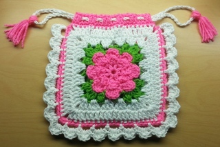 #Crochet drawstring granny square #handbag #purse     TUTORIAL #53