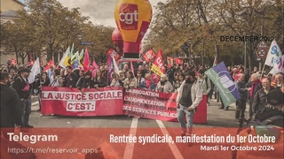 En direct: Manif du 1er octobre - Rentrée syndicale - Paris