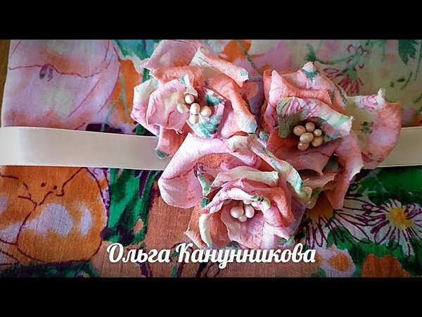 Цветы для летней шляпы из батиста. Flowers for a summer