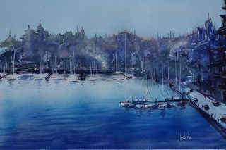 Simple watercolor seascape