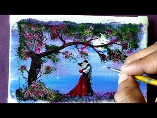 Romantic Love Couple Painting | Acrylic On Canvas | Step By Step  #12
