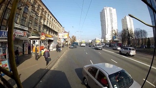 8 ноября 2014 года, вид из 27 тролейбуса назад, второй рейс от Петровки до Киев-Волынский
