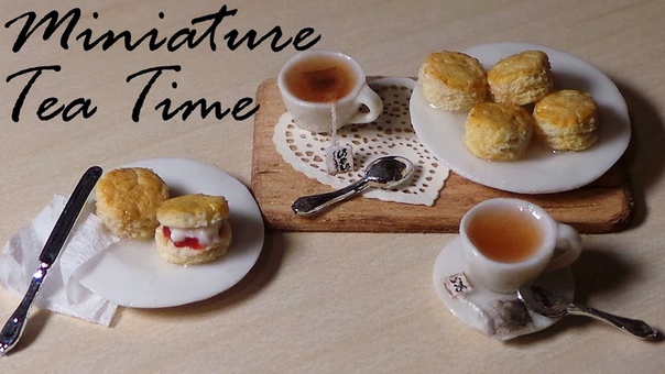 Tea Time; Miniature Tea, Tea bags Scones Polymer Clay