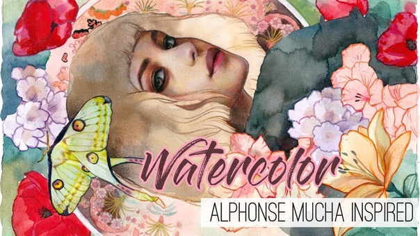Alphonse Mucha Inspired, , Watercolor Color
