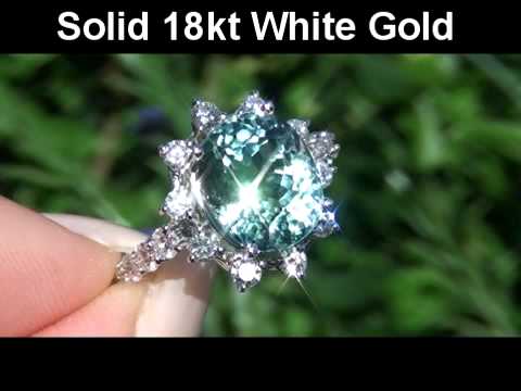 Collectors Grade GIA Certified Vivid Blue Tourmaline Diamond Ring Set In Solid 18 K White