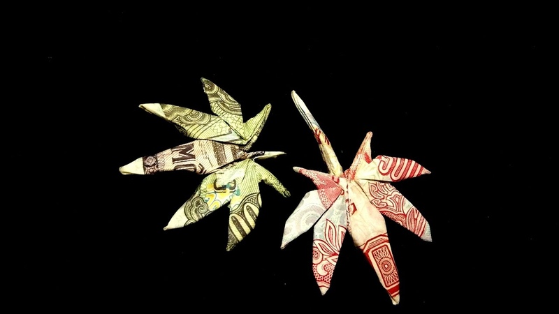 How to fold a Money Origami Cannabis Leaf, Hướng dẫn gấp lá. . Diêu bông từ tiền