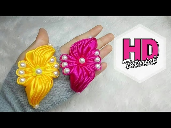 DIY Transformasi ubur ubur, , Wings brooch, , kanzashi, , how to make satin ribbon