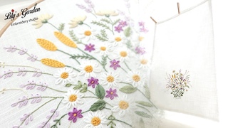 Eng sub [릴리스가든 프랑스자수] 여름 들꽃 미니 커튼 만들기 DIY French embroidery summer wildflower curtain