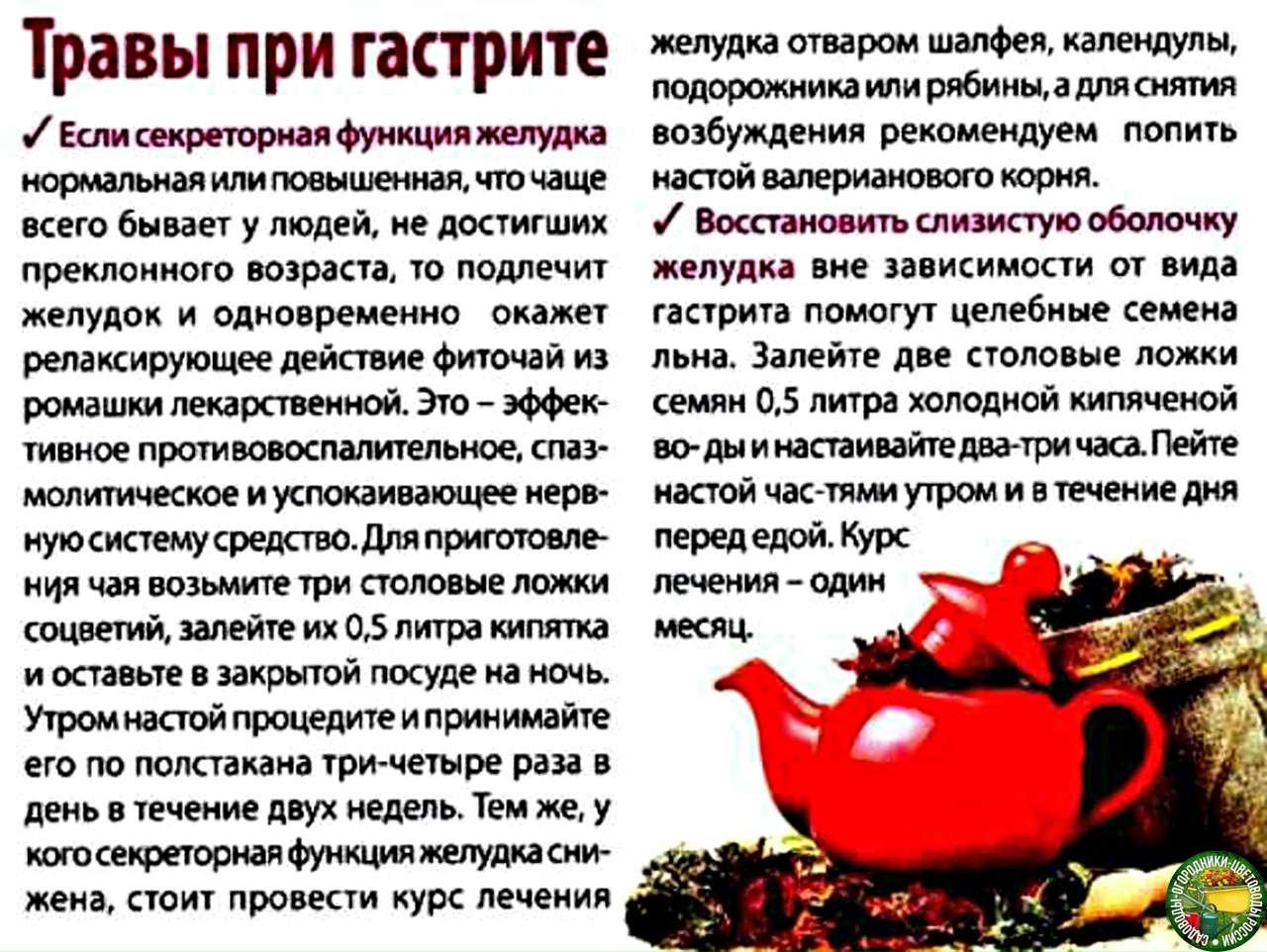 Народные средства при гастрите
