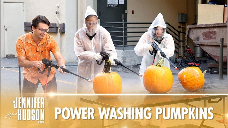 Jenna Dewan JHud Try the Power Wash Pumpkin Carving Trend for