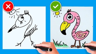 How To Draw a Flamingo Step by Step | DIY Cartooning Tutorial For Beginners