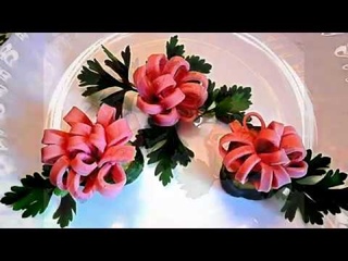 7 LIFE HACKS HOW  TO CUT THE SAUSAGE  - ART IN VEGETABLES & GARNISH CUCUMBER TOMATO CARVING